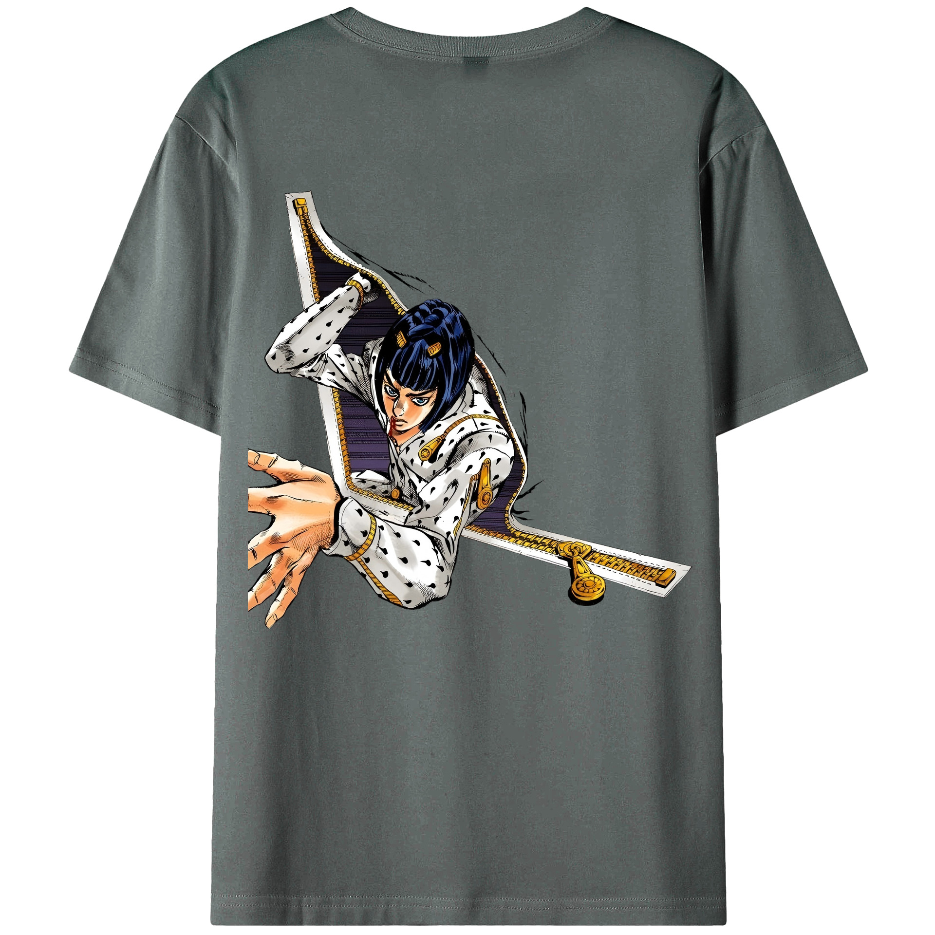 （画像用） ジョジョの奇妙な冒険 ブローノ?ブチャラティ JoJo's Bizarre Adventure Bruno Bucciarati 綿100％半袖Tシャツ（背面プリント）